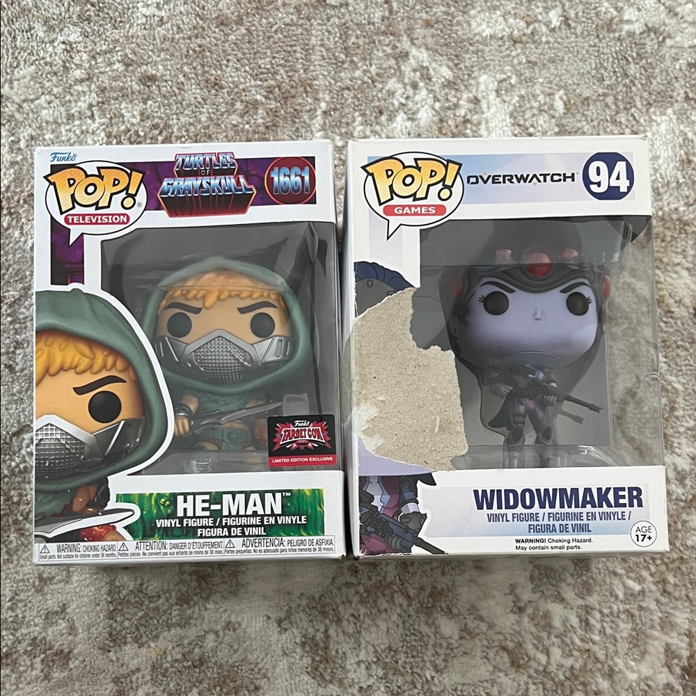 Funko POP Turtles Of Grayskull He-Man & Overwatch Widowmaker Figures